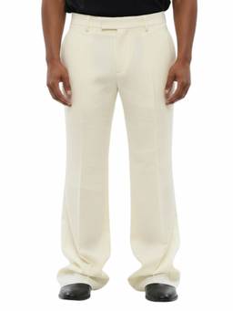 OFF-WHITE - White Flared Flat Front Trouser (32)