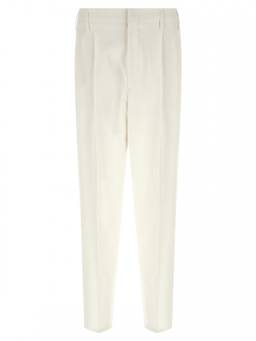 Brunello Cucinelli - White Tapered Pleated Trouser (32)