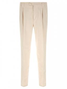 Brunello Cucinelli - White Regular Flat Front Trouser