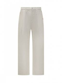 Amish - White Straight Flat Front Trouser (M)