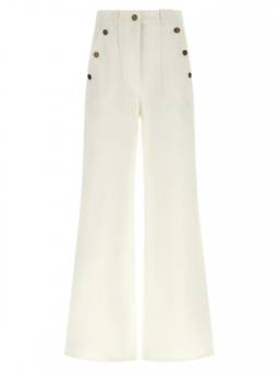 Max Mara - White Flared Flat Front Trouser