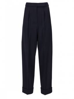 Max Mara - Navy Blue Tailored Pleated Trouser