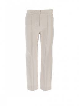 Max Mara - Off White Straight Flat Front Trouser