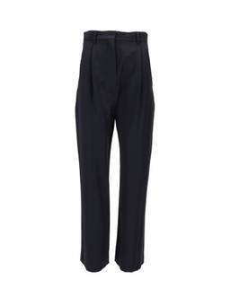 Max Mara - Navy Blue Tailored Flat Front Trouser