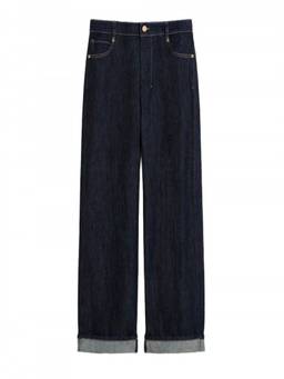Max Mara - Navy Blue Straight Flat Front Trouser
