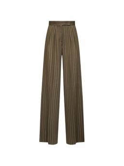 Max Mara - Dark Green Flared Pleated Trouser (28)