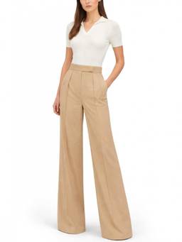 Max Mara - Beige Flared Pleated Trouser