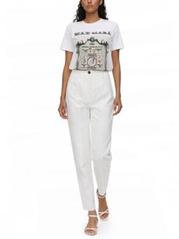 Max Mara - White Tapered Flat Front Trouser (26)