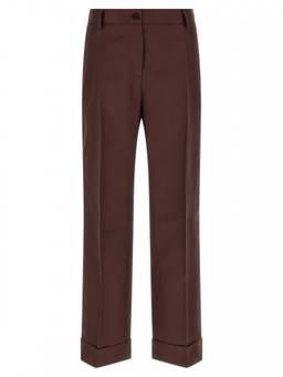 Alberto Biani - Brown Straight Flat Front Trouser
