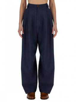 Alysi - Blue Loose Pleated Trouser