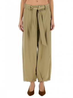 Alysi - Beige Tapered Pleated Trouser (28)