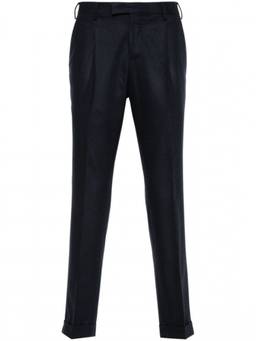 Pt Torino - Blue Wool Blend Brushed Effect Pleat Trouser