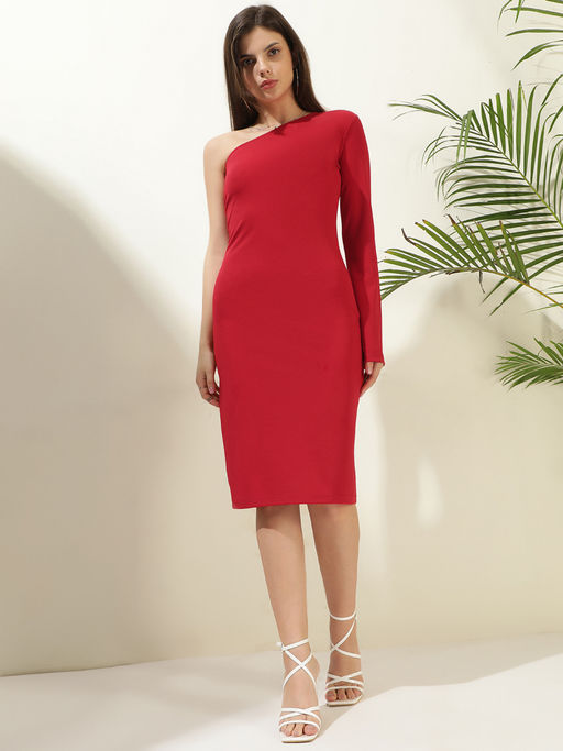 chinese dress ladies Red Bodycon Dress Maxi Ruffle Slit Chiffon main image 1