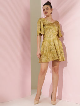 KOTTY - Womens Floral Printed Satin Fit Flare Mini Dress