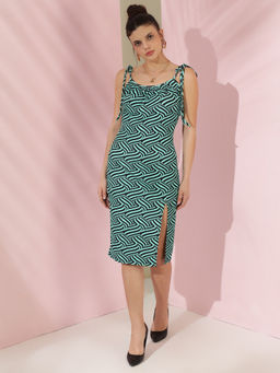 KOTTY - Womens Abstract Printed Shoulder Straps Sheath Dress