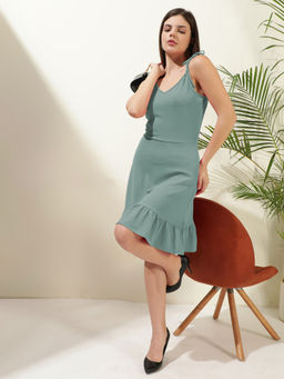 KOTTY - Womens Black Shoulder Straps A-Line Dress