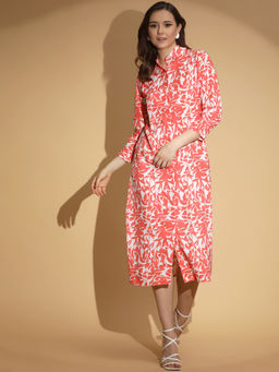 KOTTY - Womens Peach Collar Neck Dress