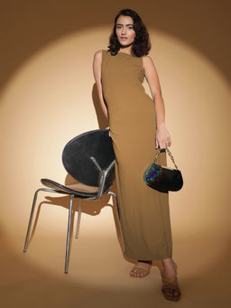 KOTTY - Womens Brown Boat Neck Maxi Dress