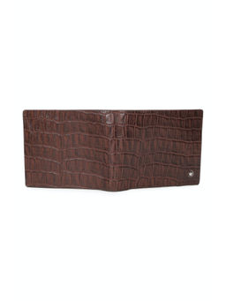 Louis Philippe - Men Brown Croc Textured Bifold Made from Premium Leather Card Wallet (Free Size)