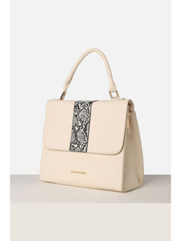 Van Heusen - Women Cream Printed Casual Satchel