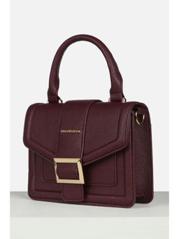 Van Heusen - Women Maroon Textured Casual Satchel