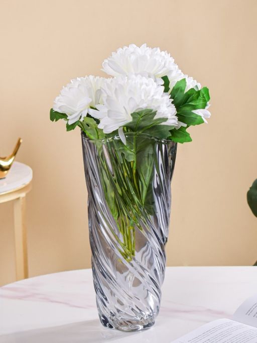 Buy Nestasia Spiral Winds Glass Flower Vase Grey Online