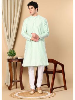 TATTVA - Green Woven Kurta and Pyjama (Set of 2)