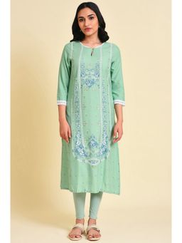 W - Green Floral Kurta