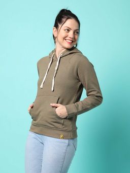 Campus Sutra - Womens Olive Green Sweatshirt