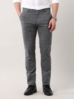 Arrow - Mens Grey Checks Slim Fit Trouser