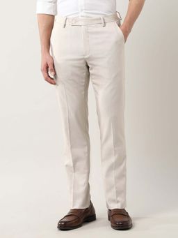 Arrow - Mens Light Beige Textured Dobby Trouser