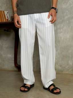 Campus Sutra - Mens White Stripes Trouser