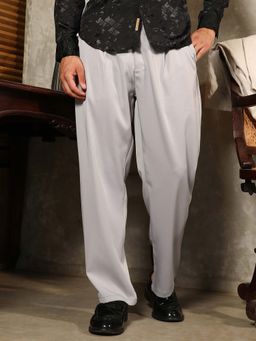 Campus Sutra - Mens Cloud Grey Straight Solid Trouser