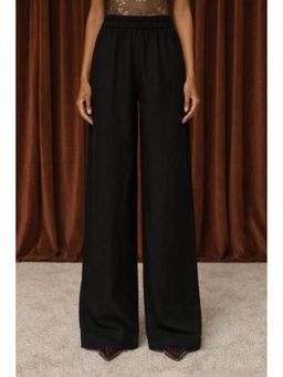 THE SAYURI - Black Straight Leg Linen Pant