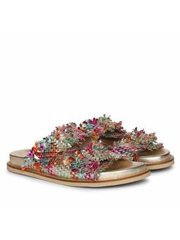 Saint G - Nuala Diamante Multi-Color Woven Leather Sandals