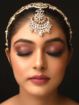 AG'S - Pearl White Kundan Gold Plated Mathapatti