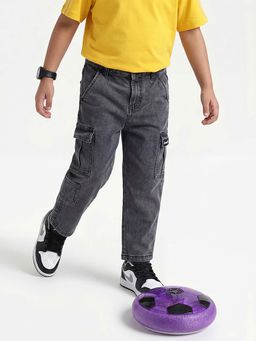 United Colors of Benetton - Grey Cotton Wide Fit Solid Cargo