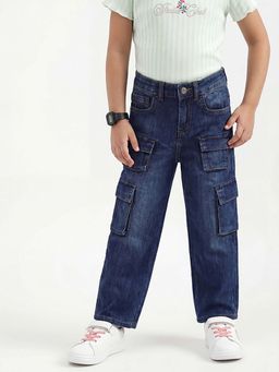 United Colors of Benetton - Blue Cotton Straight Fit Solid Cargo