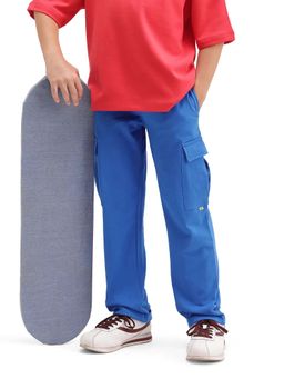 RARE ONES - Blue Cotton Regular Fit Solid Cargo