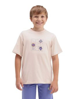 RARE ONES - Beige Cotton Blend Half Sleeves Crew Neck T-shirt
