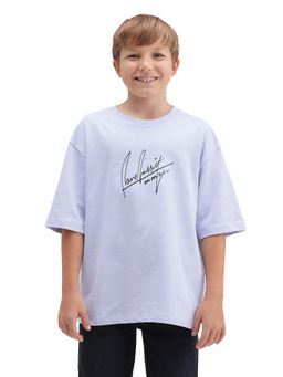 RARE ONES - Lavender Cotton Half Sleeves Crew Neck Typography T-shirt