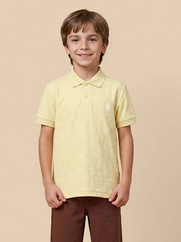 U.S. POLO ASSN. - Kids Boys Geometric Self Design Regular Fit Polo T-shirt