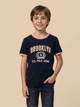 U.S. POLO ASSN. - Kids Boys Typographic Brand Printed Regular Fit T-shirt