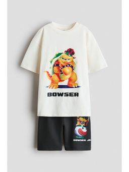 H&M - Boys White 2-Piece Printed Set
