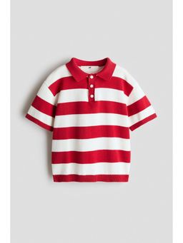 H&M - Boys Red Cotton-Knit Polo T-Shirt