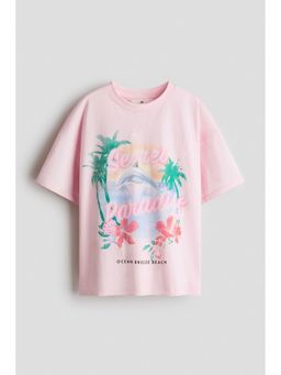 H&M - Girls Pink Oversized Cotton T-Shirt