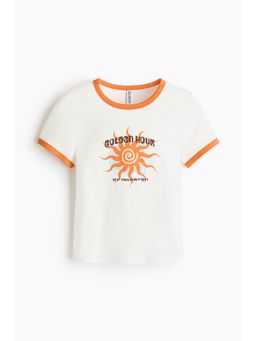 H&M - Women White Fitted Cotton T-Shirt