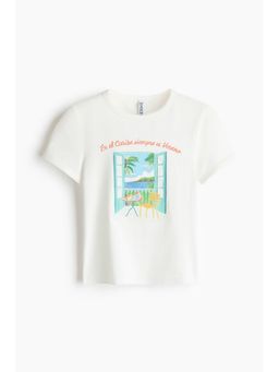 H&M - Women White Fitted Cotton T-Shirt