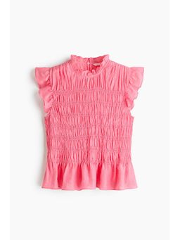 H&M - Women Pink Smocked Peplum Top