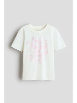 H&M - Girls White Printed T-Shirt